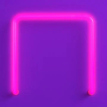 Pink neon light rectangle form on purple background Illustrazione stock