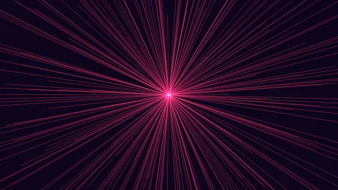 Pink neon light speed lines bursting from center on dark space background Vídeos de archivo 330073759