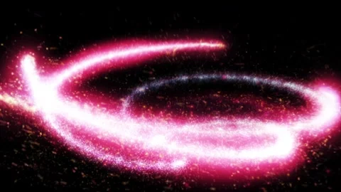 Pink Neon Light Trail Logo Reveal with Glowing Particle Swirls on Black Stock Footage 342001855