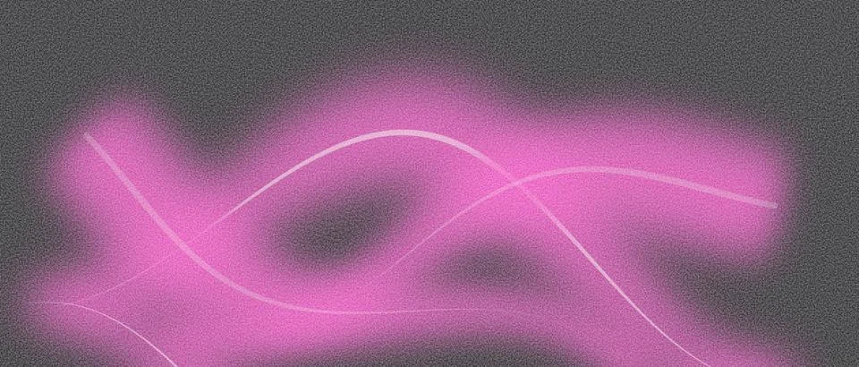 Pink neon light wave background on dark textured grain. Abstract glowing fl.. Stock Illustration