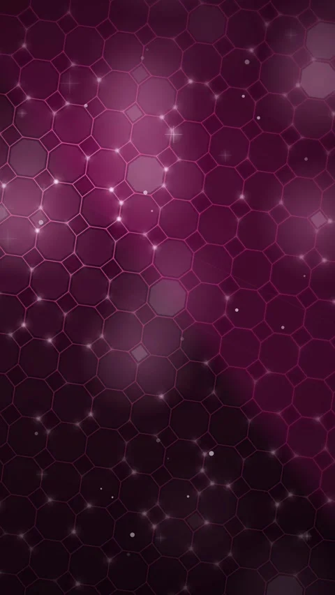Pink Neon Octagon Grid Pattern with Glowing Light Spots Loop Stock Footage 347758659