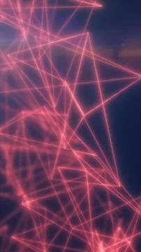 Pink neon polygon network lines on deep blue gradient background, futuristi.. Stock Illustration
