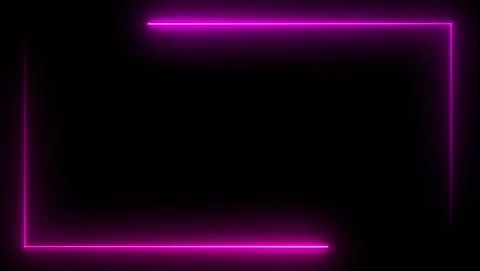 Pink Neon Rectangle Frame on Black Background light Video stock 318633968