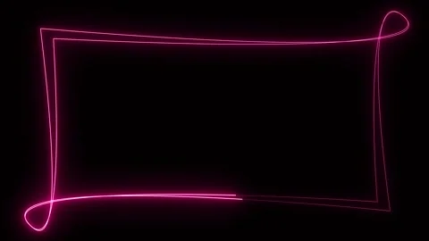 Pink neon rectangle frame on dark background for gaming overlay. Seamless loop Stock Footage 345404109