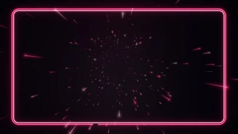 Pink Neon Rectangular Frame with Glowing Warp Speed Particle Effect Stock Footage 340324000