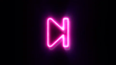 Pink neon skip to next icon blinks and appear in center Stock Footage 151963443