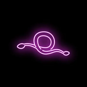 Pink neon snake icon glowing on black background Stock Illustration