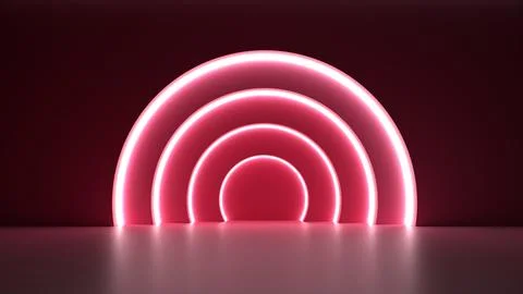 Pink neon stage backdrop 3d illustration, simple and clean stage design Stock Illustration