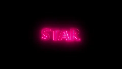 Pink Neon Star Text Glowing Against Black Background Animated Word Art video Stock Footage 338371750