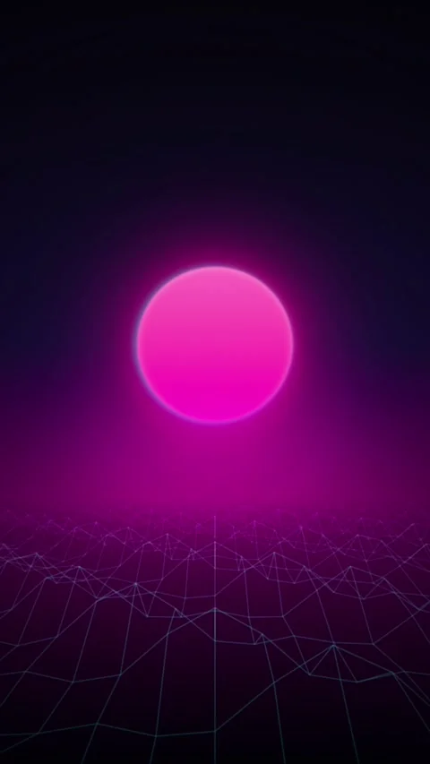 Pink neon synthwave grid landscape seamless loop motion background Stock Footage 346417362