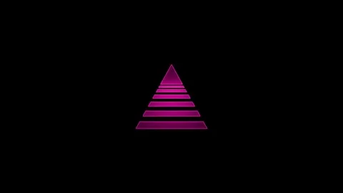 Pink neon synthwave pyramid animation - abstract retro 80s triangle horizon. Stock Footage 340213575