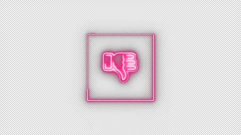 Pink Neon Thumbs Down Icon Inside a Square Stock Footage 320529696