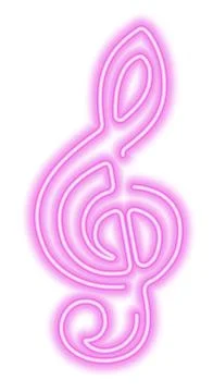 Pink neon treble clef Stockillustratie
