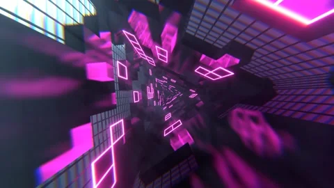 Pink Neon Triangular Sci-Fi Tunnel Background VJ Loop l 4K Stock Footage 294911168