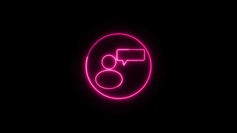 Pink neon user profile icon animation. Pink neon person with speech bubble .. Stock Footage 334123060