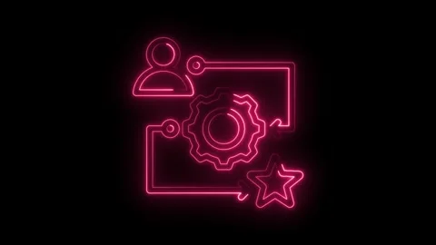 Pink neon workflow icon animation on black background for process optimizat.. Stock Footage 345997246
