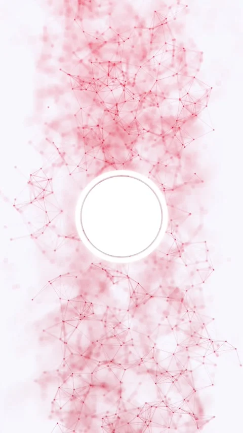 Pink network circle frame background soft red nodes, connected polygon lines, cl Stock Footage 340549119