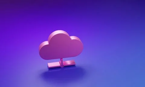 Pink Network cloud connection icon isolated on purple-blue background. Soci.. 스톡 일러스트