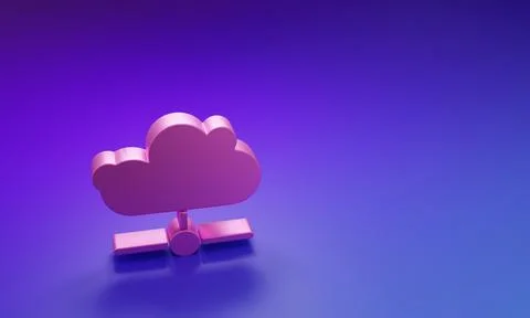Pink Network cloud connection icon isolated on purple-blue background. Soci.. Stock Photos