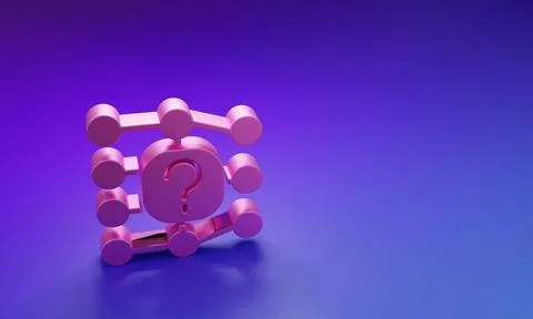 Pink Neural network icon isolated on purple-blue background. Artificial int.. Stock Illustration
