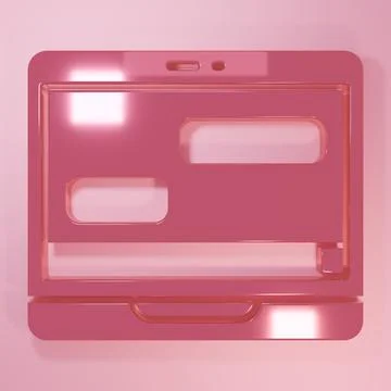 Pink New chat messages notification on laptop icon isolated on pink backgro.. Illustrazione stock