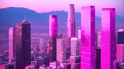 Pink new york skyscrapes Stock Footage 255384853