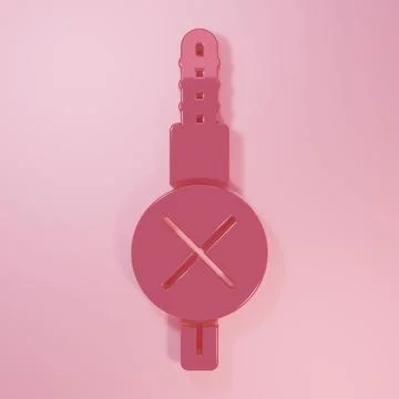 Pink No audio jack icon isolated on pink background. Audio cable for connec.. Stock Illustration