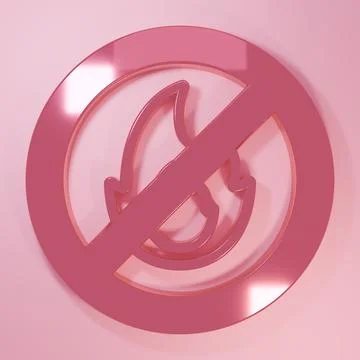 Pink No fire icon isolated on pink background. Fire prohibition and forbidd.. Stock Illustration