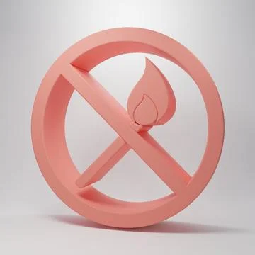 Pink No fire match icon isolated on pink background. No open flame. Burning.. 스톡 일러스트