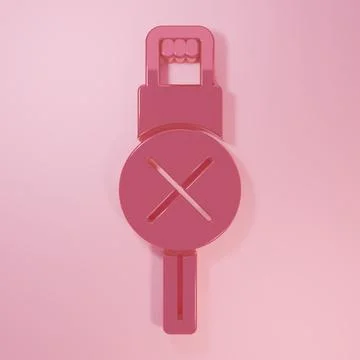 Pink No usb cable cord icon isolated on pink background. Connectors and soc.. Stock Illustration