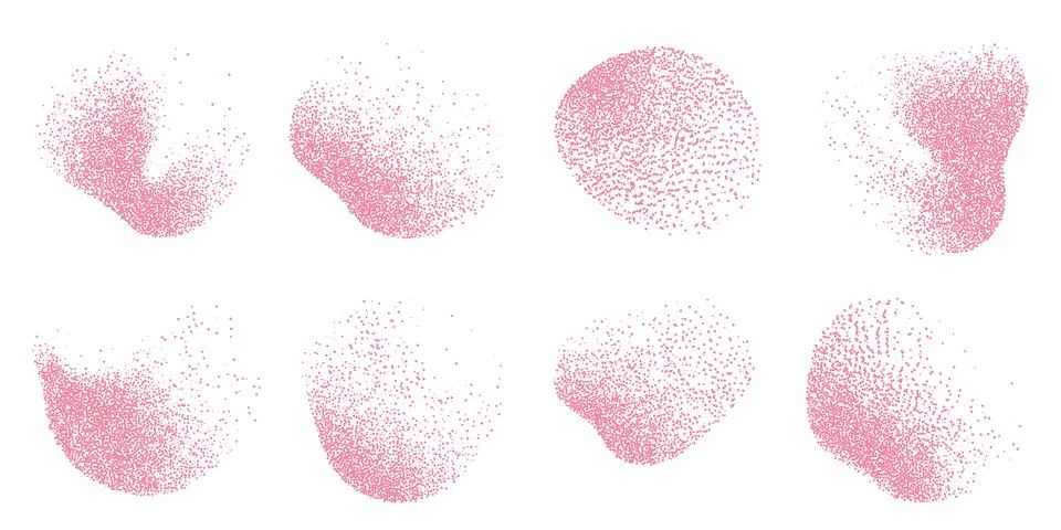 Pink Noise Elements Set Pattern Background. Blob gradient with dirty texture for Stock Illustration