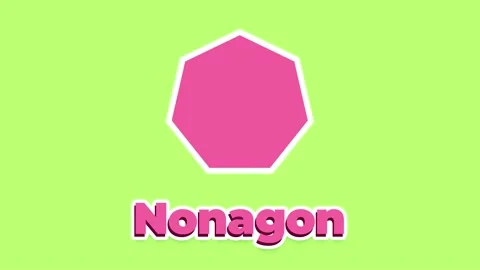 Pink Nonagon and text animation on a colorful background. Stock Footage 155147961