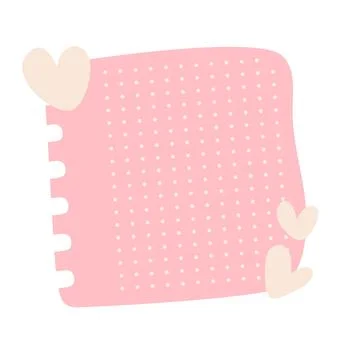 Pink note paper post with hearts. Love romantic sticker on wall. Valentine Stock Illustration