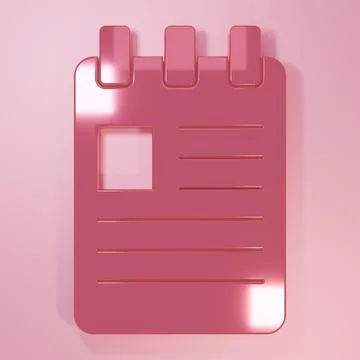 Pink Notebook icon isolated on pink background. Spiral notepad icon. School.. Stock Illustration