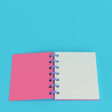 Pink notepad on bright blue background in pastel colors 스톡 일러스트