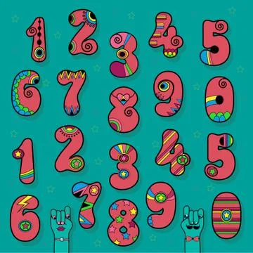 Pink Numbers. Disco Style Stock Illustration