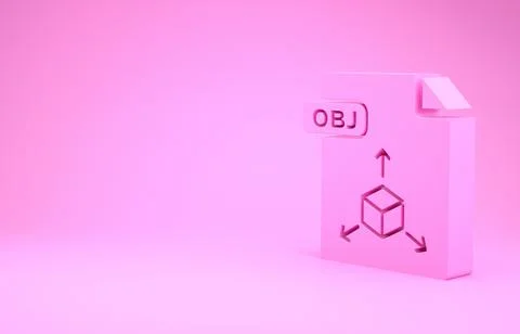 Pink OBJ file document. Download obj button icon isolated on pink background. Stock Illustration