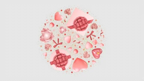 Pink Objects Round Pattern with Glitter Looping Animation Stock Footage 147934801