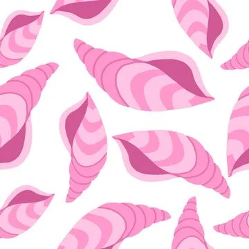 Pink Ocean Shell pattern in cartoon flat style イラスト素材