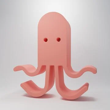 Pink Octopus icon isolated on pink background. Minimalism concept. 3D rende.. Stock Illustration