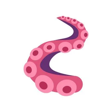 Pink octopus tentacle with suckers vector art Stock Illustration