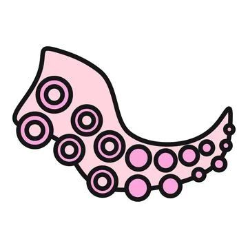 Pink octopus tentacle with suckers vector illustration Stock Illustration