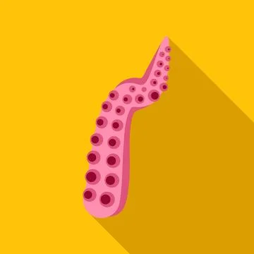 Pink octopus tentacle with suction cups flat design Stock Illustration