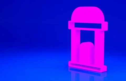Pink Old crypt icon isolated on blue background. Cemetery symbol. Ossuary or  Ilustración de archivo