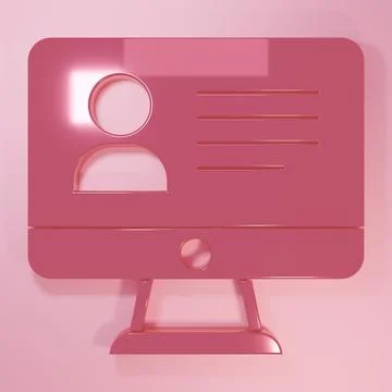 Pink Online class icon isolated on pink background. Online education concep.. Illustrazione stock