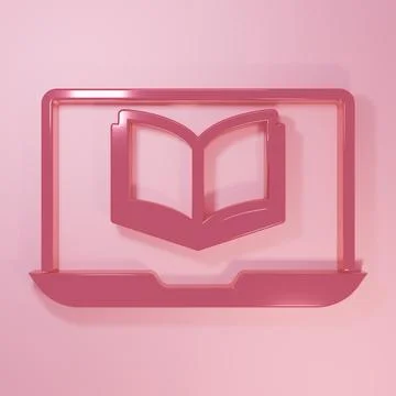 Pink Online class icon isolated on pink background. Online education concep.. Stock Illustration