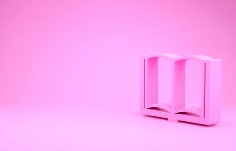 Pink Open book icon isolated on pink background. Minimalism concept. 3d illus 스톡 일러스트