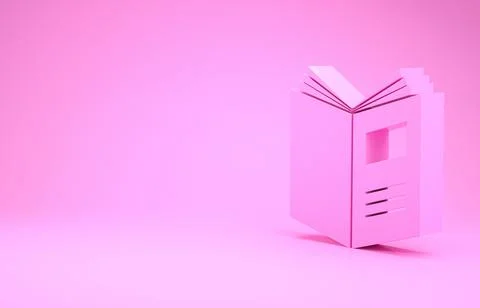 Pink Open book icon isolated on pink background. Minimalism concept. 3d illus イラスト素材