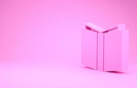Pink Open book icon isolated on pink background. Minimalism concept. 3d illus イラスト素材