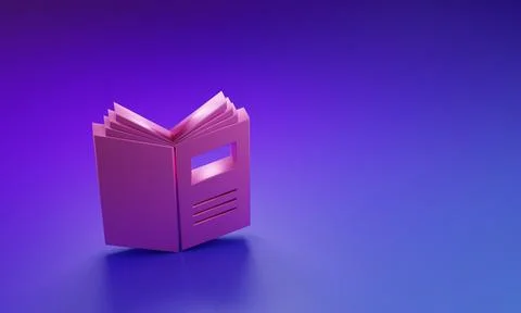 Pink Open book icon isolated on purple-blue background. Minimalism concept... Stockillustratie